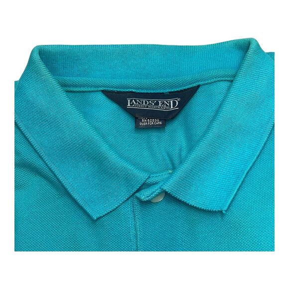 Lands’ End Polo Teal Short Sleeve Shirt Turquoise Men’s Size Medium - Picture 5 of 10